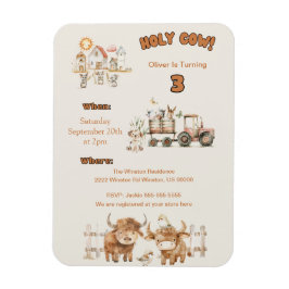 かわいいファームをテーマにした誕生日パーティーの少年と少女 マグネット