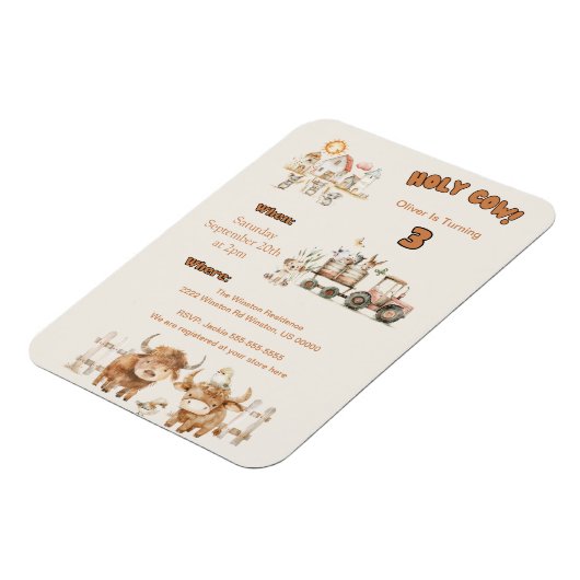 かわいいファームをテーマにした誕生日パーティーの少年と少女 マグネット (左側)