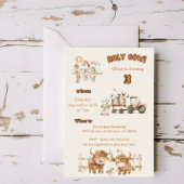 かわいいファームをテーマにした誕生日パーティーの少年と少女 招待状