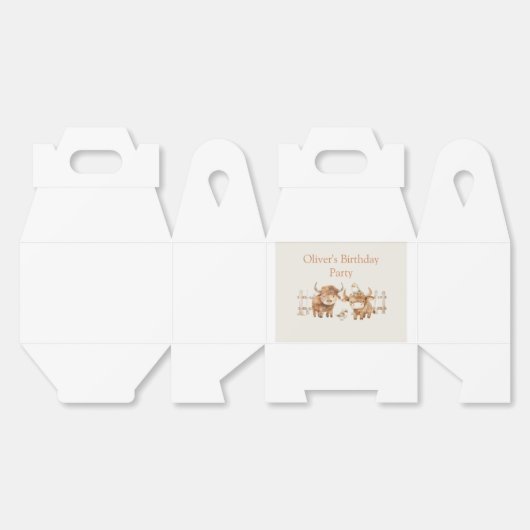 かわいいファームをテーマにした誕生日パーティー フェイバーボックス (見開き)