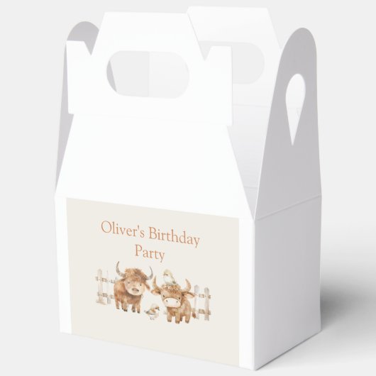 かわいいファームをテーマにした誕生日パーティー フェイバーボックス (見開き)