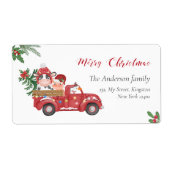 かわいいファームアニマスクリスマスレッドトラック、ホリーベリー ラベル (正面)