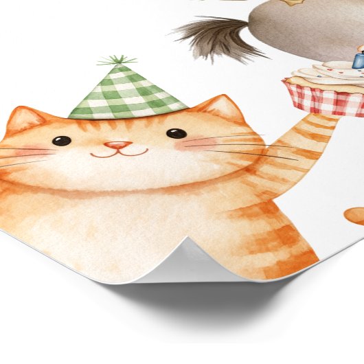 かわいいファームアニマルバースデーパーティー納屋周囲の庭へようこそ ポスター (角)