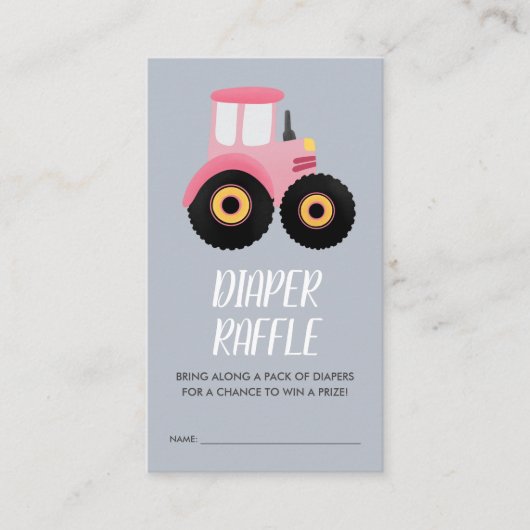 かわいいファームガールズベビーシャワーおむつラッフル エンクロージャーカード (正面)