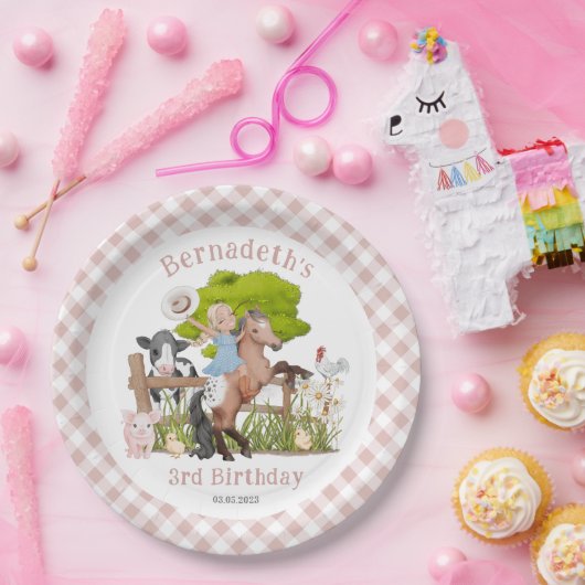 かわいいファームガール誕生日Iベビーシャワーパーティー ペーパープレート (パーティー)