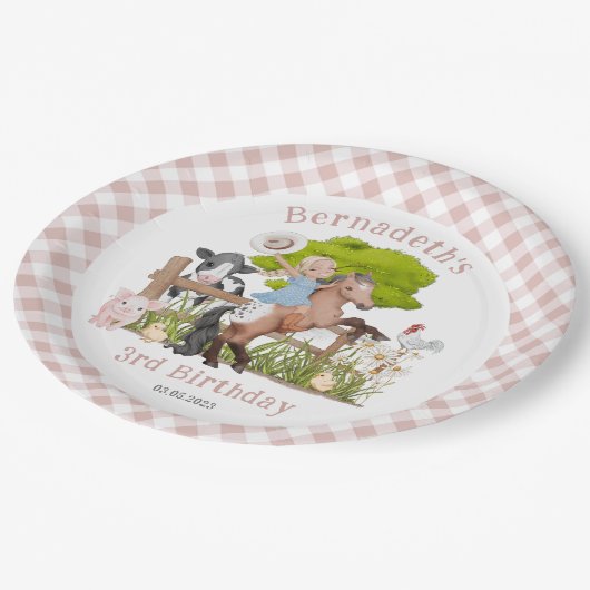 かわいいファームガール誕生日Iベビーシャワーパーティー ペーパープレート (アングル)