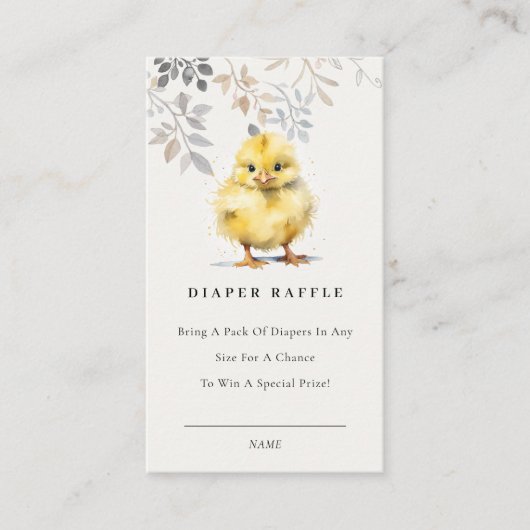 かわいいファームシックフローラおむつラッフルベビーシャワー エンクロージャーカード (正面)