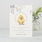 かわいいファームシック水の色のフローラ赤ちゃんシャワー サンキューカード (スタンド正面)