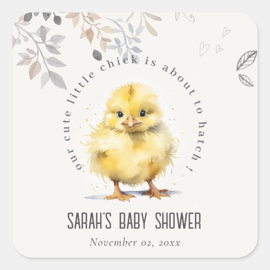かわいいファームシック水の色のフローラ赤ちゃんシャワー スクエアシール (正面)