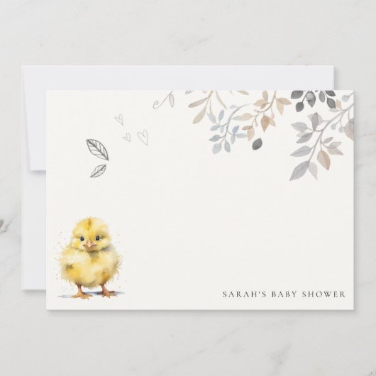 かわいいファームシック水の色のフローラ赤ちゃんシャワー ノートカード (正面)