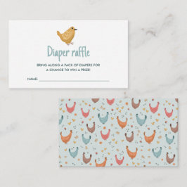 かわいいファームチキンベビーシャワーおむつラッフル エンクロージャーカード