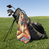 かわいいファームドッグ絵画ズ ゴルフタオル (グリーン)