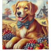 かわいいファームドッグ絵画ズ シャワーカーテン (正面)