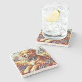 かわいいファームドッグ絵画ズ ストーンコースター (横)