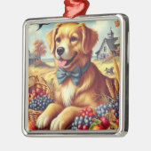 かわいいファームドッグ絵画ズ メタルオーナメント (左)