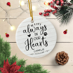 かわいいファームハウスカリグラフィー ペットメモリアルフォト セラミックオーナメント