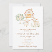 かわいいファームバーンのベビーシャワー 招待状 (正面)