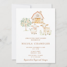 かわいいファームバーンのベビーシャワー 招待状
