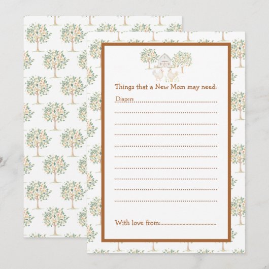 かわいいファームバーンのベビーシャワー 招待状 (正面/裏面)