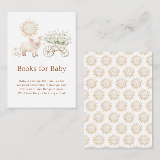 かわいいファームバーンベイビーシャワーブズベビー エンクロージャーカード (正面/裏面)