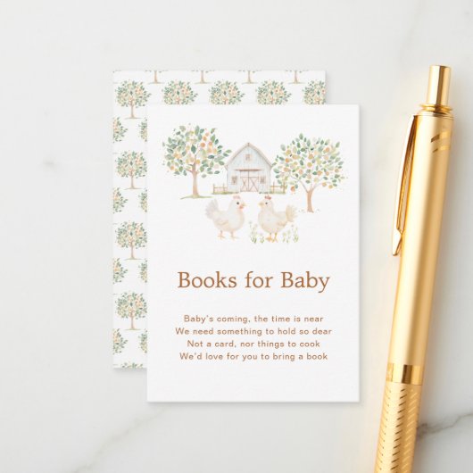 かわいいファームバーンベイビーシャワーブズベビー エンクロージャーカード (正面/裏面インサイチュ)