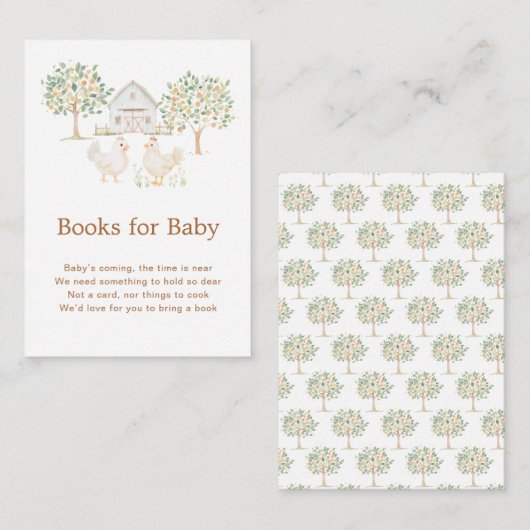 かわいいファームバーンベイビーシャワーブズベビー エンクロージャーカード (正面/裏面)