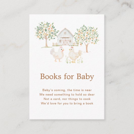 かわいいファームバーンベイビーシャワーブズベビー エンクロージャーカード (正面)