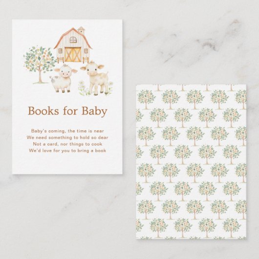 かわいいファームバーンベイビーシャワーブズベビー エンクロージャーカード (正面/裏面)