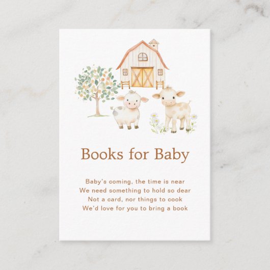 かわいいファームバーンベイビーシャワーブズベビー エンクロージャーカード (正面)