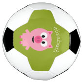 かわいいファームピグレットピンク&ライムグリーン サッカーボール (回転)