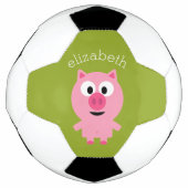 かわいいファームピグレットピンク&ライムグリーン サッカーボール (正面)