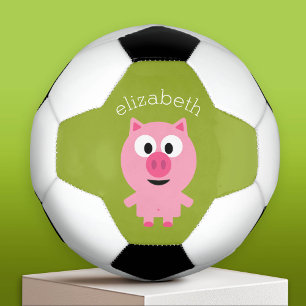 かわいいファームピグレットピンク&ライムグリーン サッカーボール