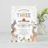 かわいいファームヤード 3歳の誕生日パーティーへの招待状 招待状 (スタンド正面)