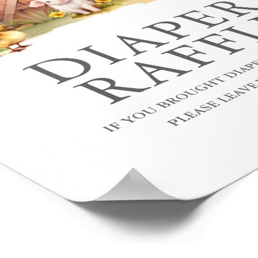 かわいいファーム動物の納屋おむつラッフルサイン ポスター (角)