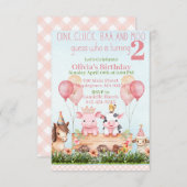 かわいいファーム動物の納屋周囲の庭誕生日 招待状 (正面/裏面)