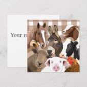 かわいいファーム動物ポートレートギンガムチェック – ブラウン (正面/裏面)