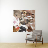 かわいいファーム動物ポートレートギンガムチェック – ブラウン タペストリー (インサイチュ(横))