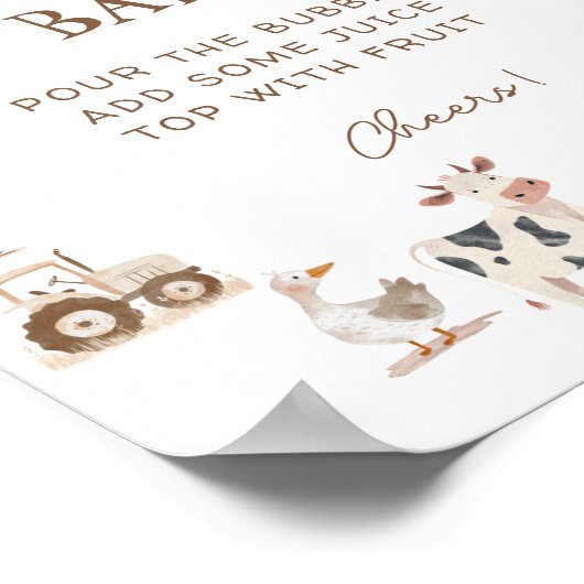 かわいいファーム動物納屋周囲の庭ベビーシャワーママモサバー ポスター (角)