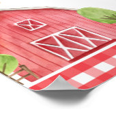 かわいいファーム動物納屋周囲の庭1歳の誕生日へようこそ ポスター (角)