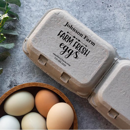 かわいいファーム新鮮な卵カートン名を追加 ラバースタンプ