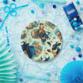 かわいいファーム牛の水絵画色 ペーパープレート (パーティー)