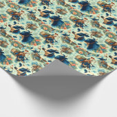 かわいいファーム牛の水絵画色 ラッピングペーパー (角)