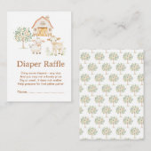 かわいいファーム納屋ベビーシャワーオムツラッフル エンクロージャーカード (正面/裏面)