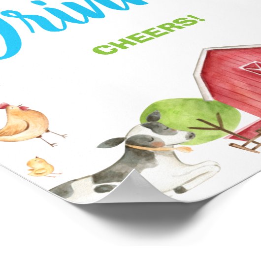 かわいいファーム納屋周囲の庭パーティードリンク応援卓上 ポスター (角)