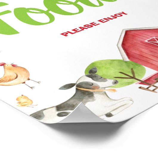 かわいいファーム納屋周囲の庭パーティーフードテーブルトップサイン ポスター (角)