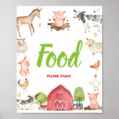 かわいいファーム納屋周囲の庭パーティーフードテーブルトップサイン ポスター (正面)