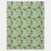 かわいいファーム納屋周囲の庭動物の牛の羊の鶏おもしろい フリースブランケット (正面)