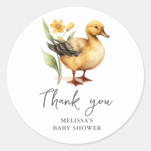 かわいいファーム鴨の赤ちゃんシャワーありがとう好意ステッカー ラウンドシール (正面)