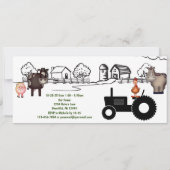 かわいいファーム、動物とトラクター誕生日 招待状 (裏面)