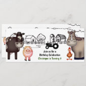 かわいいファーム、動物とトラクター誕生日 招待状 (正面/裏面)